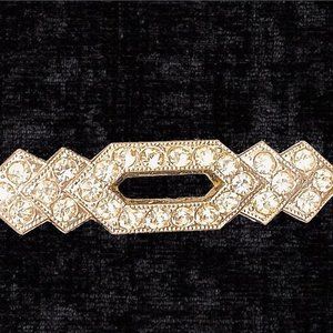 Goody Art-Deco Rhinestone Crystal Bar Brooch